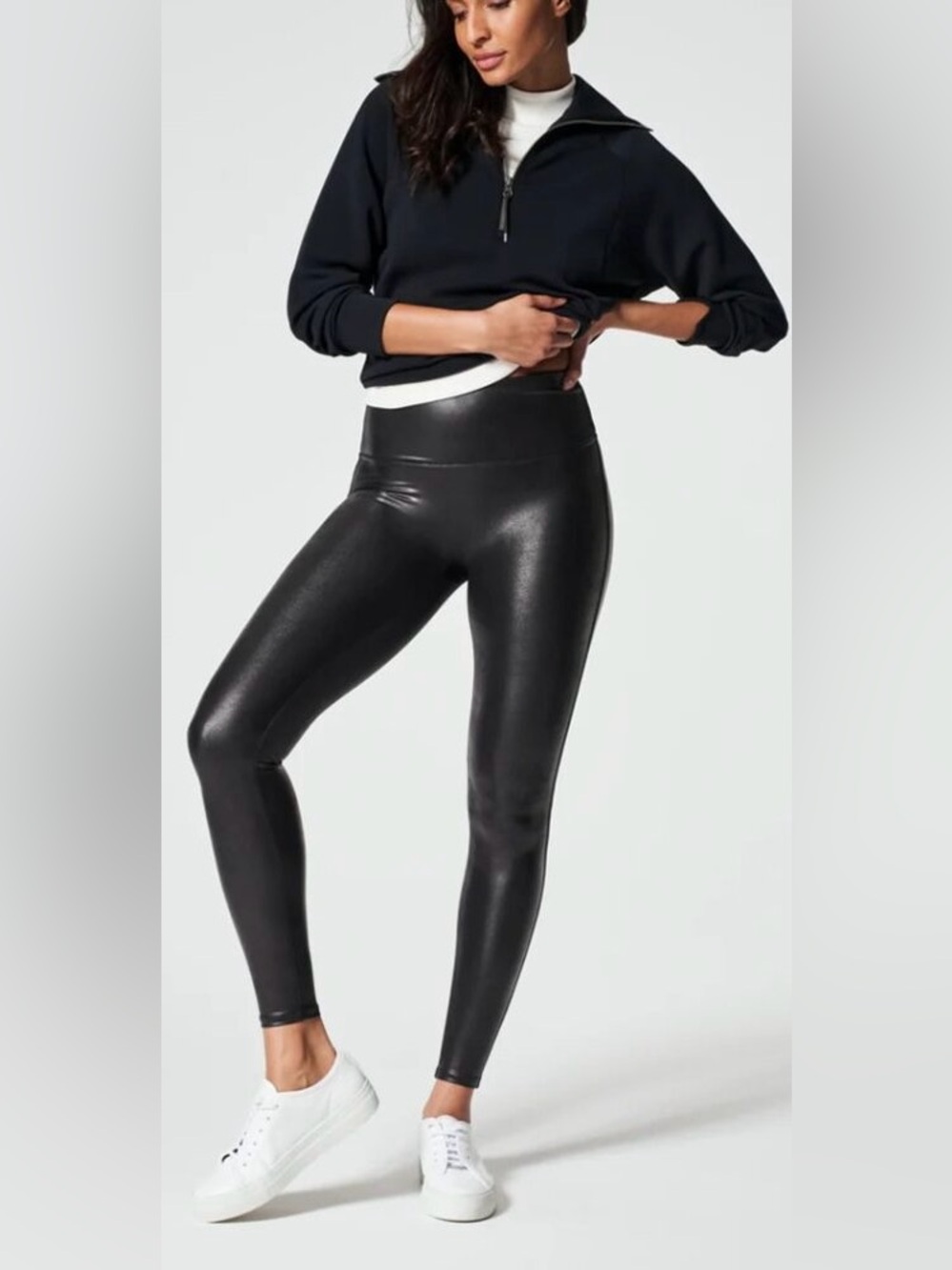 Spanx Faux Leather Leggings Size S Black